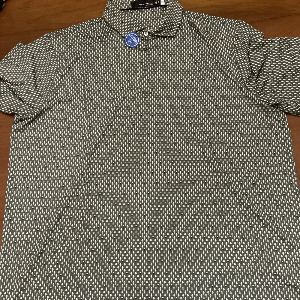 RLX Ralph Lauren Golf Polo Men's XL Green Tee Print Performance Wicking New